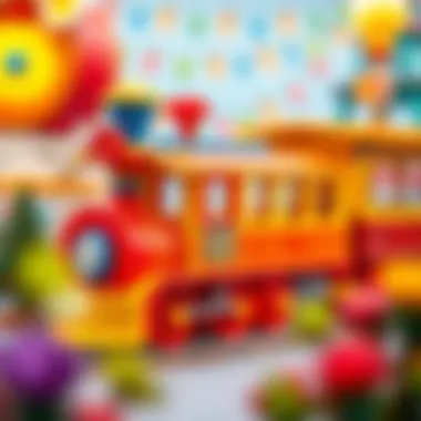 Colorful design of a lunapark train showcasing vibrant details.