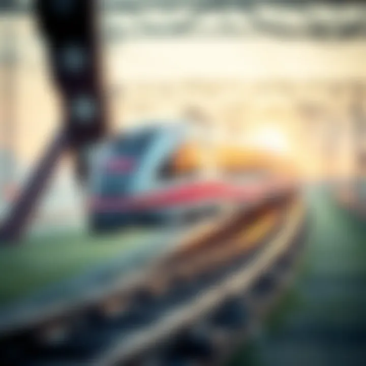 A futuristic magnetic train gliding smoothly above the tracks