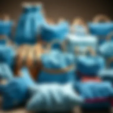 Variety of Blue Plush Bag Designs Different designs of blue plush bags arranged creatively