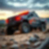 A powerful mega truck on an off-road terrain showcasing its robust design