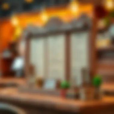 Elegant wooden menu board in a cafe setting