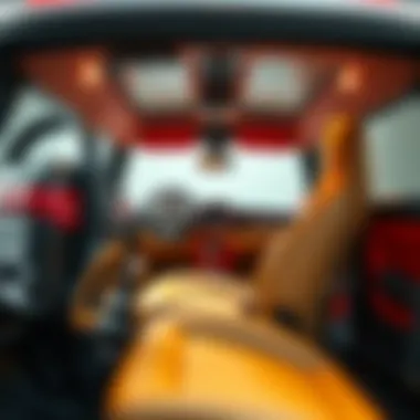 Interior features of a Mini Cooper style vehicle