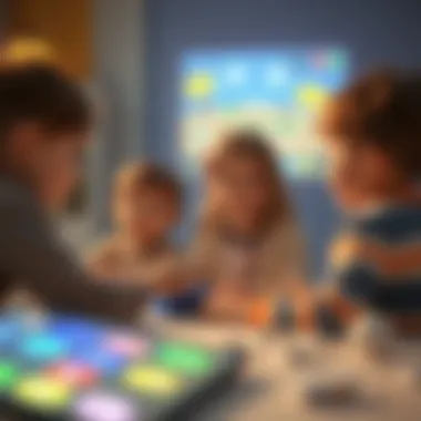 Children engaging with interactive content displayed by a mini projector