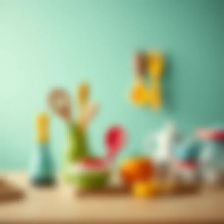 Colorful and functional mini kitchen tools displayed creatively