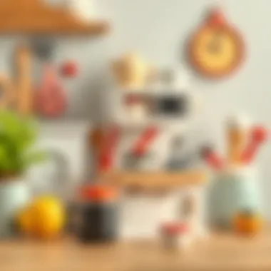 Artistic arrangement of decorative mini kitchen gadgets