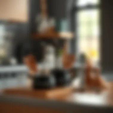 Elegant small kitchen utensils arranged on a countertop