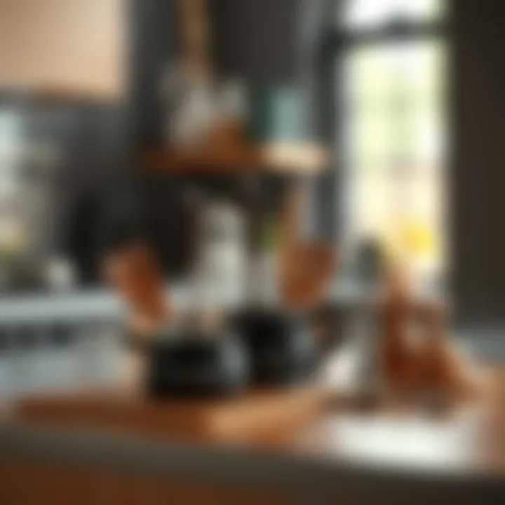 Elegant small kitchen utensils arranged on a countertop