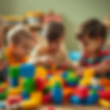 Children playing with building blocks