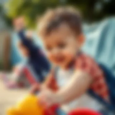 Playful child engaging in outdoor activities