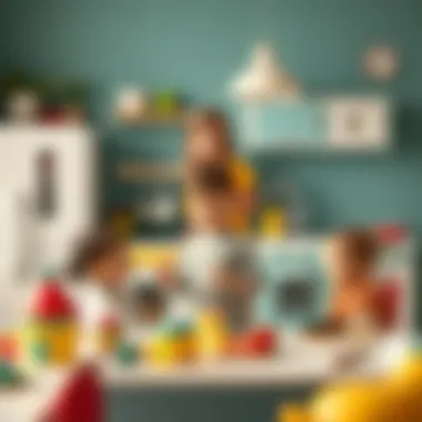 Children engaging in creative play with kitchen sets