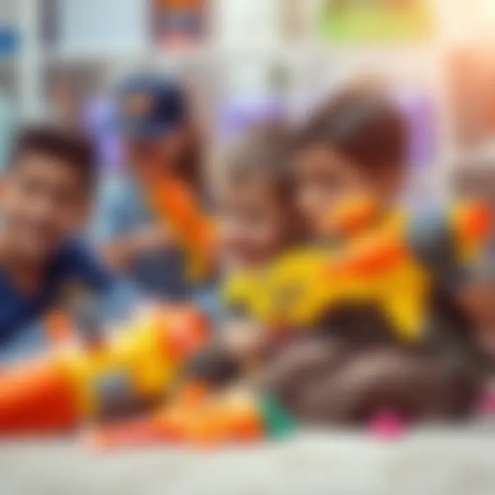Children playing together with Nerf toys