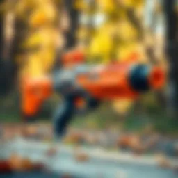 Nerf toy gun in an outdoor setting