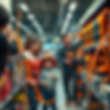 A family selecting Nerf bows from a store, emphasizing informed choices