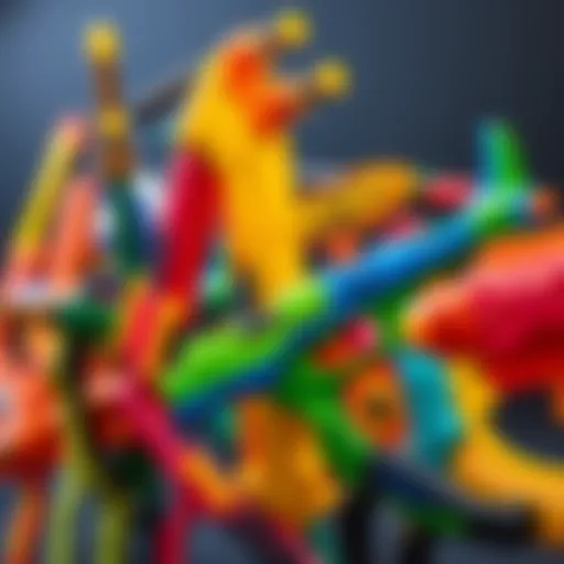 An overview of various Nerf bows showcasing their vibrant colors and styles