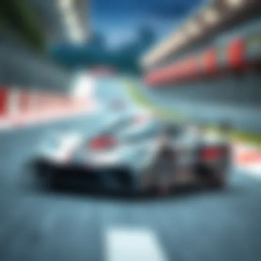 Remote-controlled car on a race track