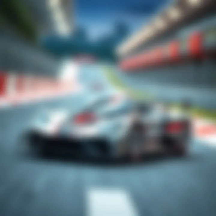 Remote-controlled car on a race track