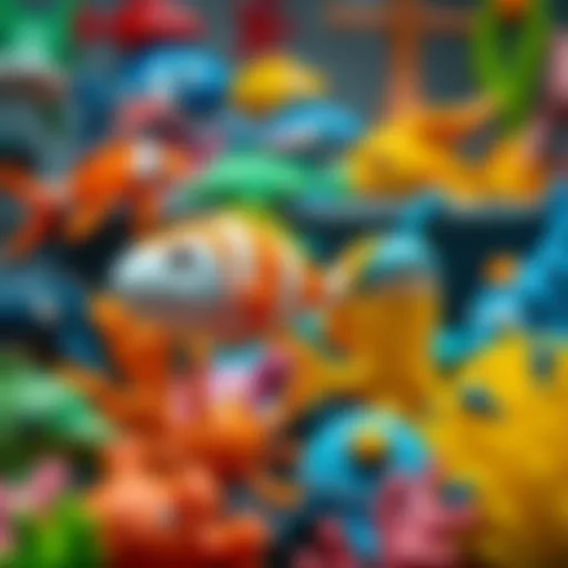 Colorful ocean animal toys educational display