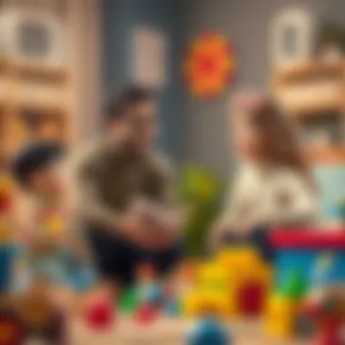 Parents discussing safety measures for toy usage