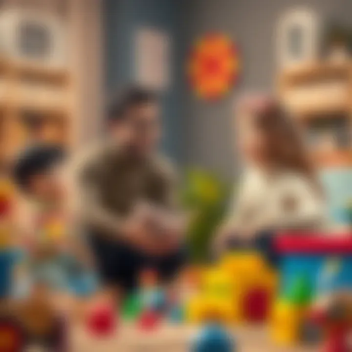 Parents discussing safety measures for toy usage