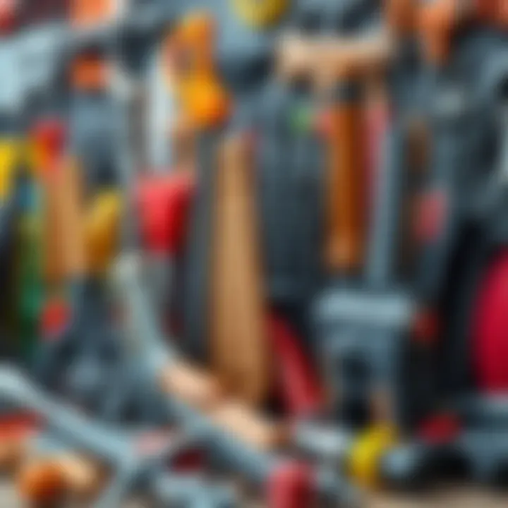 Various types of toy weapons displayed together