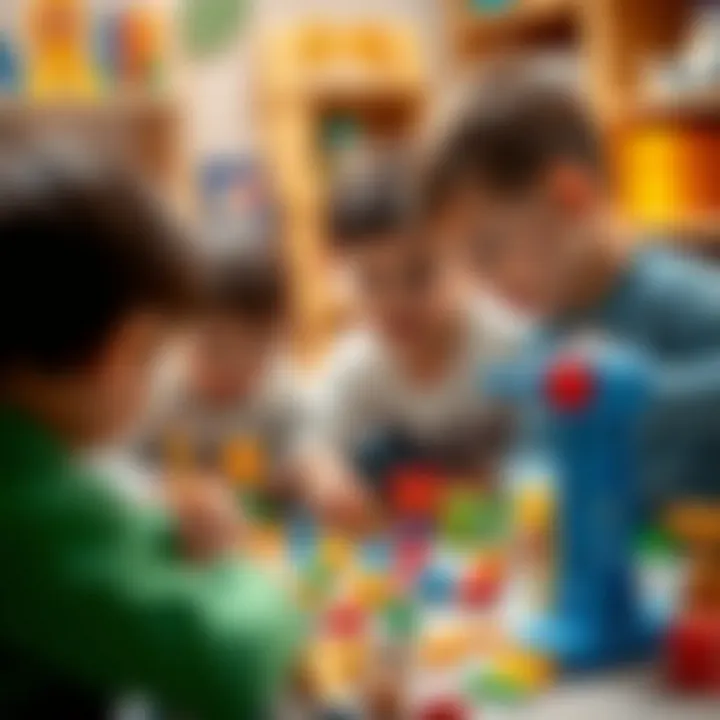 Children exploring educational toys in a playful environment