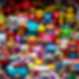 Colorful array of various toys