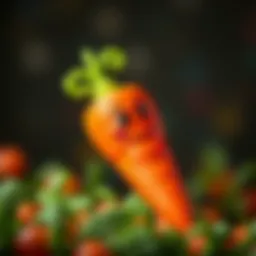 Brightly colored toy carrot with playful design