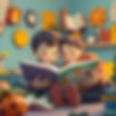 Bonding Through Books An illustration of a parent and child reading together, fostering bonding and learning.