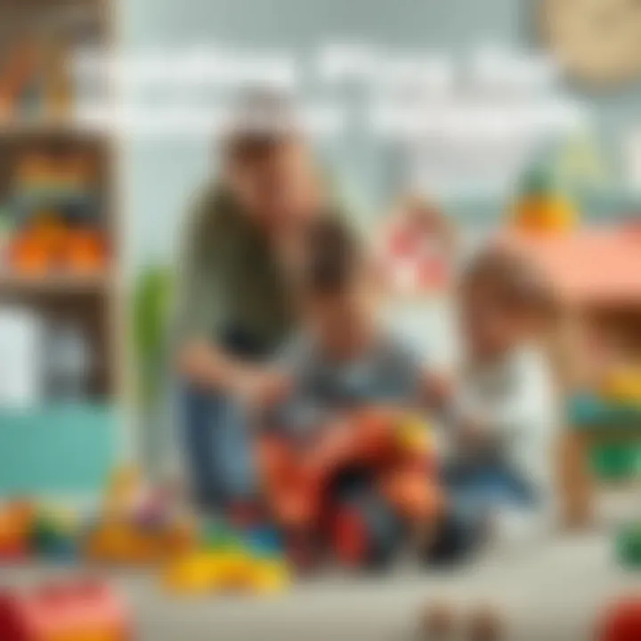 Parents assisting children in play