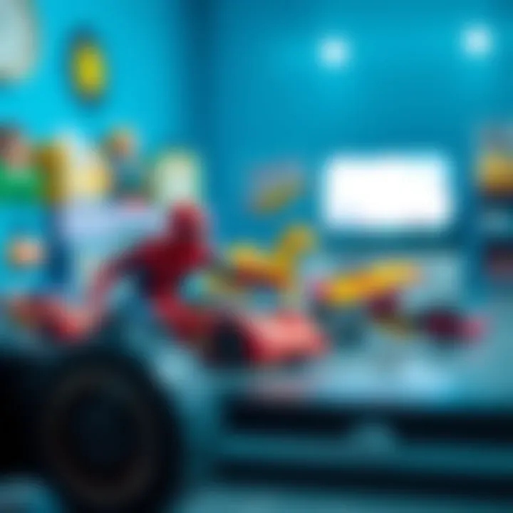 Parents selecting educational toys for their children, featuring Spiderman and Hot Wheels.