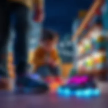 Parents choosing light-up shoes for their child