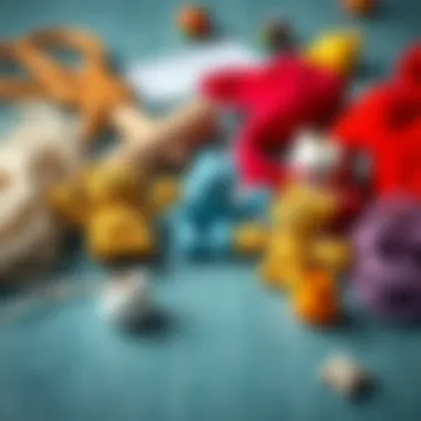 Materials for making finger puppets arranged beautifully