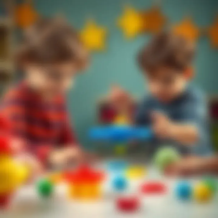 Children playing with a spinning top toy