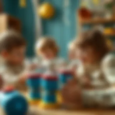 Children Engaging with Piston Cups Children interacting with piston cups during playtime
