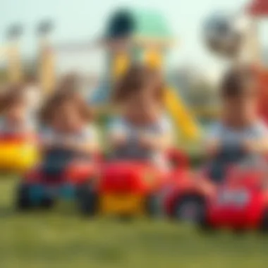 Children enjoying polo cars on a playground