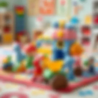 Colorful Poppy Playtime toys set on a vibrant play mat