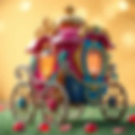 A beautifully designed princess carriage, showcasing intricate details and vibrant colors