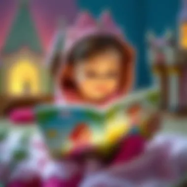 A child joyfully engaging with a princess-themed storybook