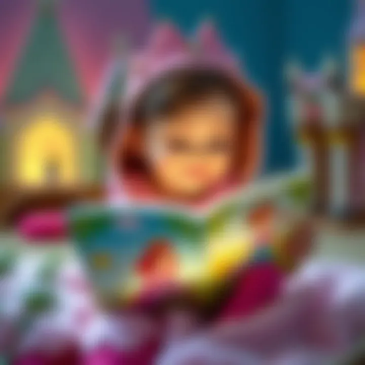 A child joyfully engaging with a princess-themed storybook