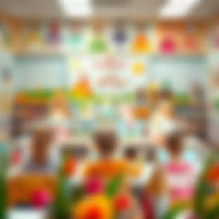 A vibrant classroom filled with princess artwork created by children