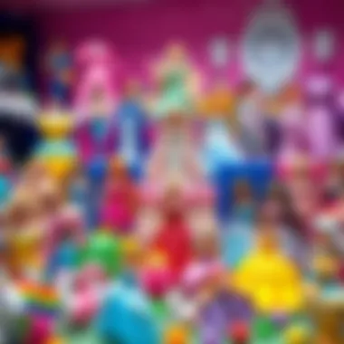 A diverse collection of princess toys displayed beautifully