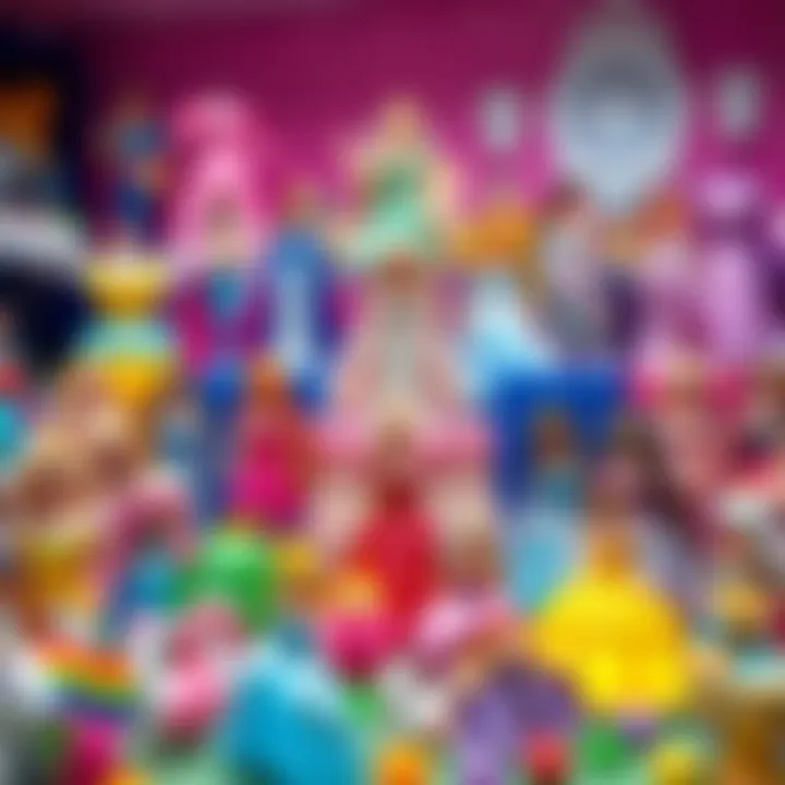 A diverse collection of princess toys displayed beautifully