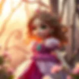 An enchanting illustration of a princess in a magical forest