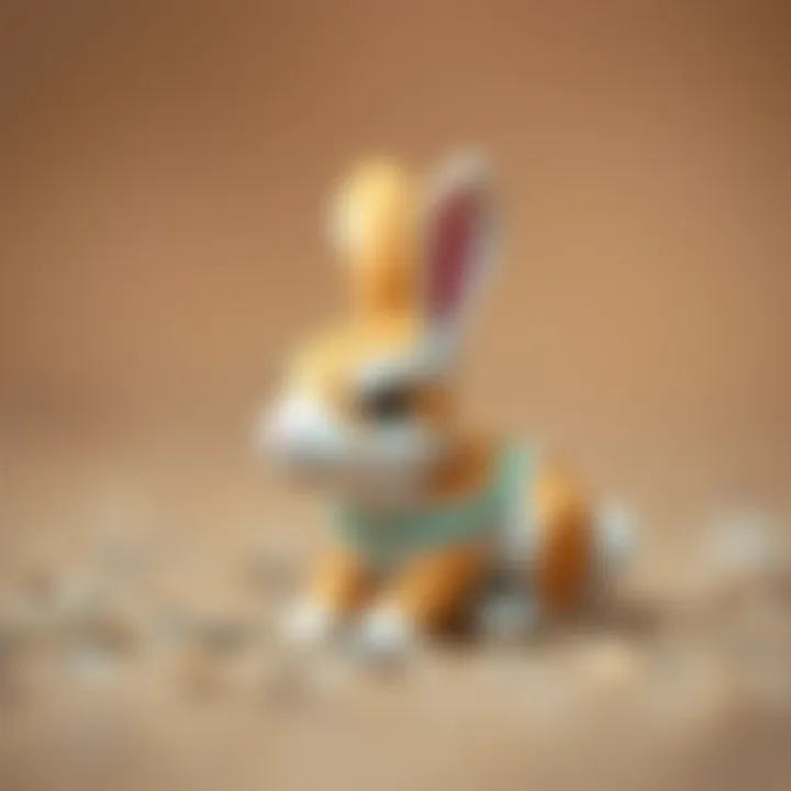 Close-up of a rabbit miniature showcasing its details