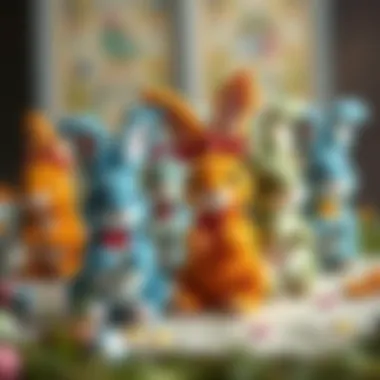 A collection of colorful rabbit plush toys