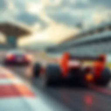 Race Car in Action on the Track A breathtaking view of a race car in action on the track