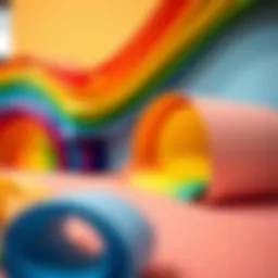 Colorful rainbow paper arranged in artistic display