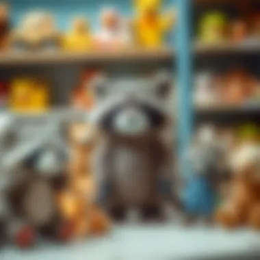 Parents selecting raccoon toys for their children