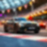 Remote-controlled Mercedes in action on a vibrant track