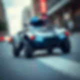 Futuristic robot police car in action
